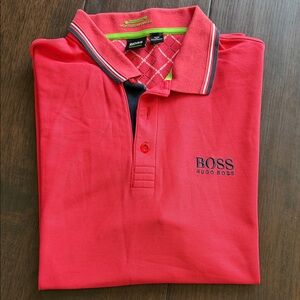 Hugo Boss salmon Polo with Contrast Collar